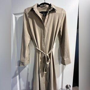 DKNY Beige Button-Up Dress